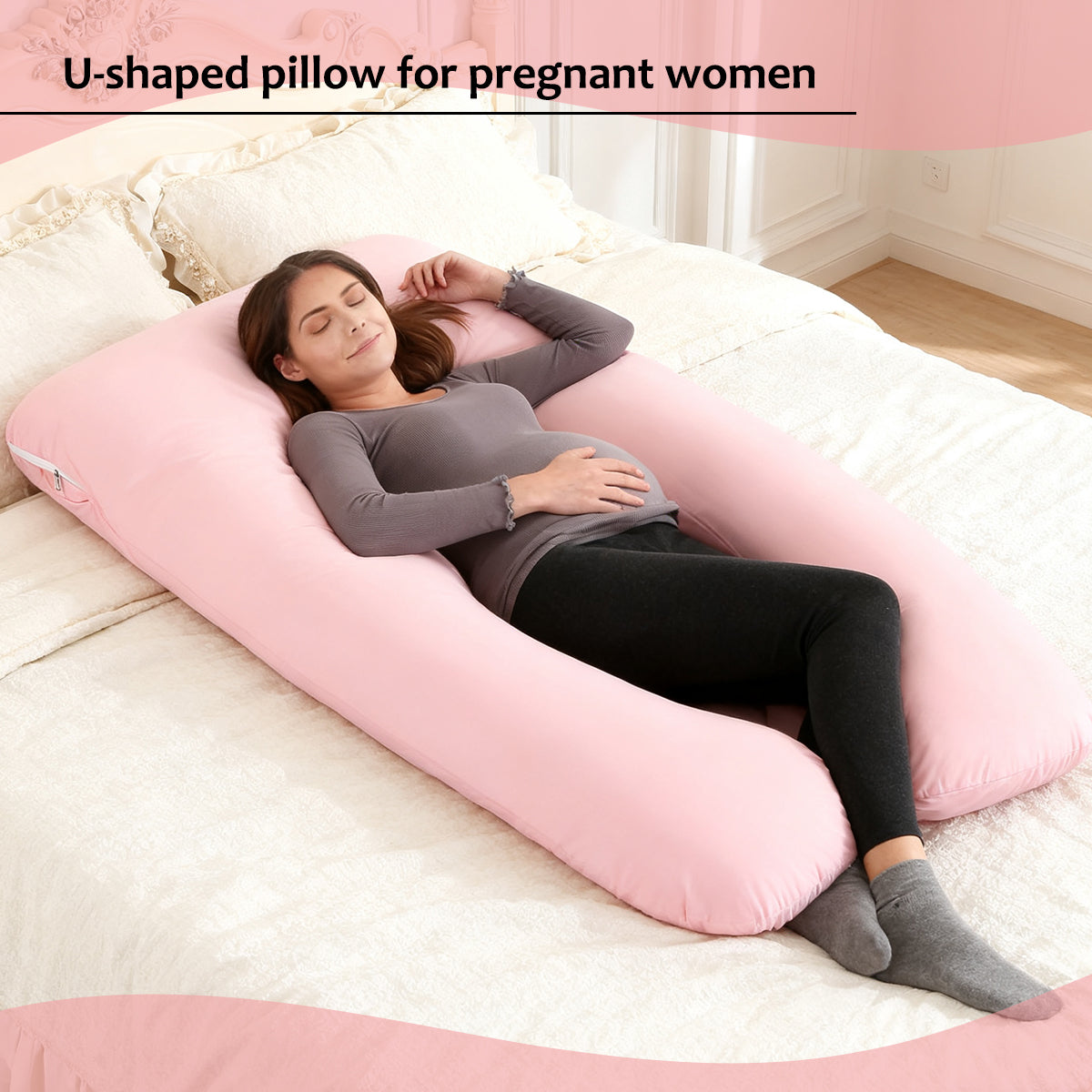 Small U-Shaped Maternity Pillow - Pink