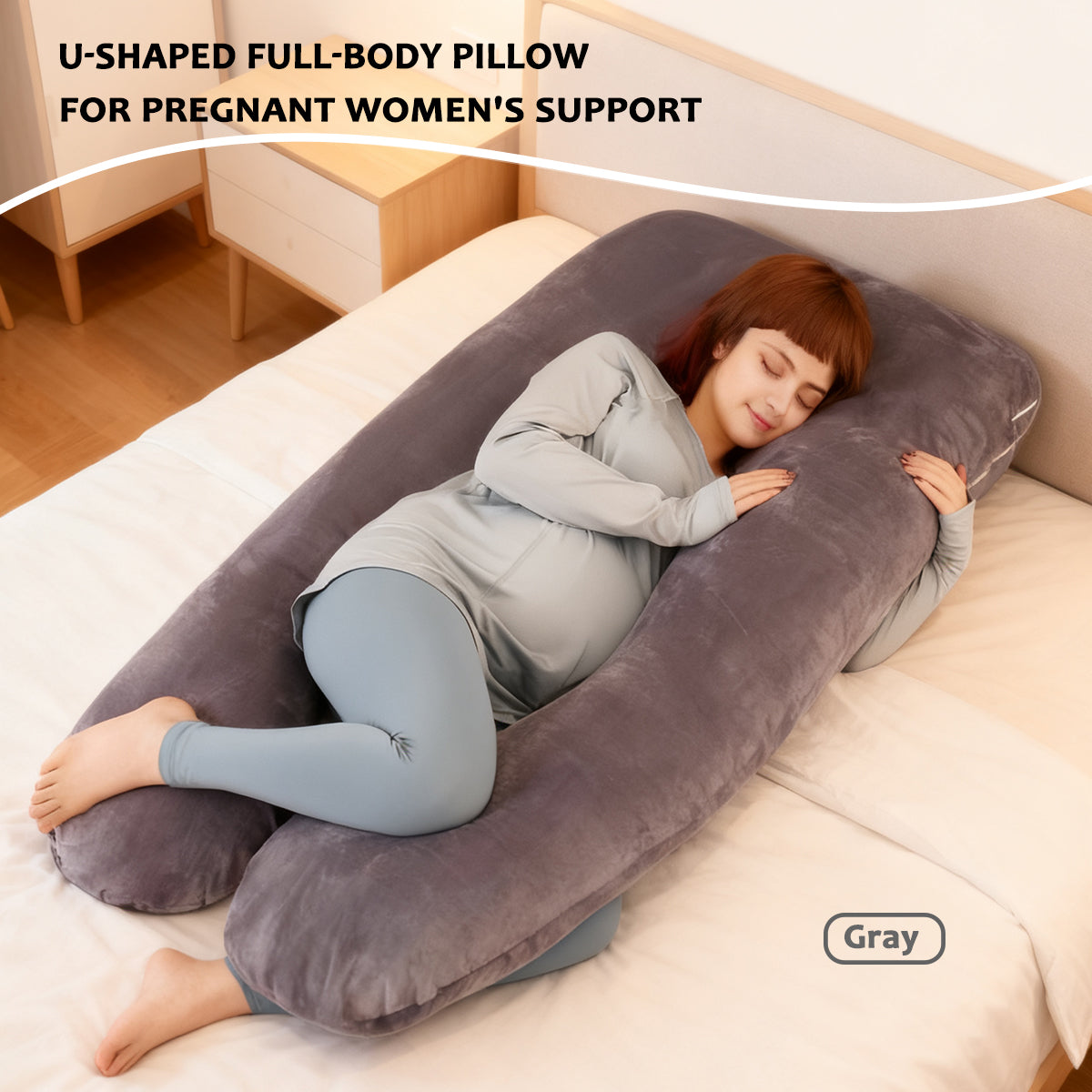 Small U-Shaped Maternity Pillow - Grey