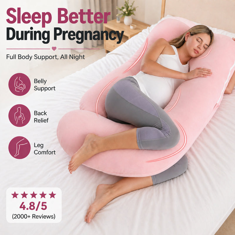 J-Shaped Maternity Pillow (Pink)