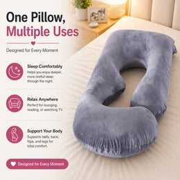 J-Shaped Maternity Pillow (Grey)