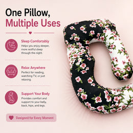 J-Shaped Maternity Pillow (floral print）