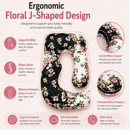 J-Shaped Maternity Pillow (floral print）
