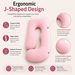 J-Shaped Maternity Pillow (Pink)